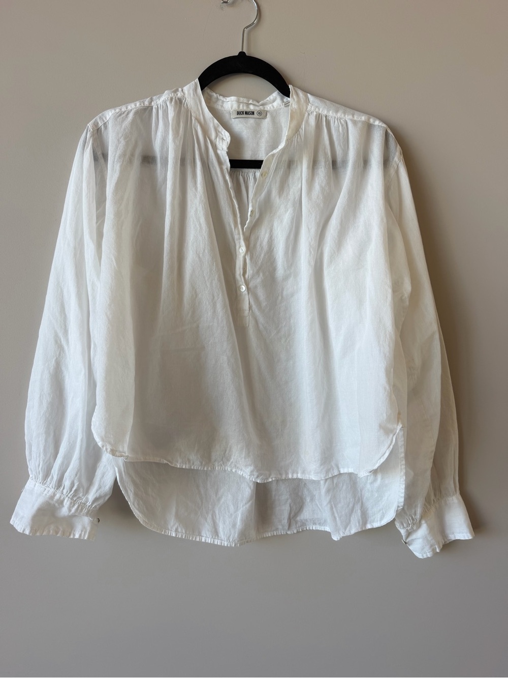 Buck Mason  White Cotton Popover Blouse xs